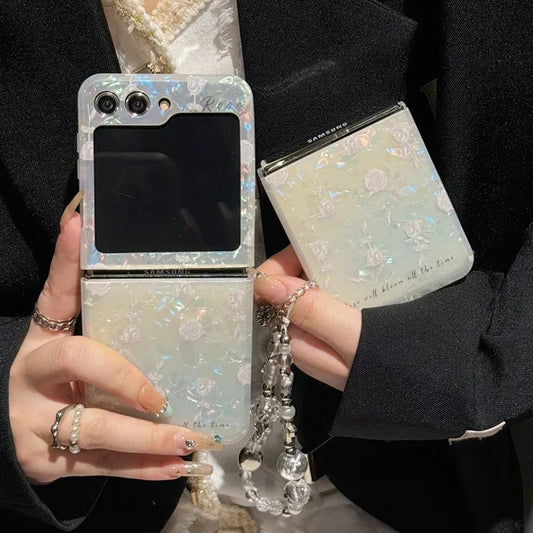 Korean Shell Flower Bead Bracelet Case - Samsung