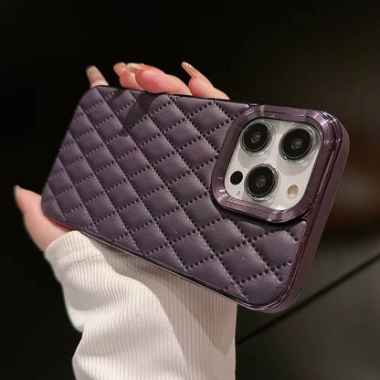 Checkered Plaid Leather Phone Case - Samsung