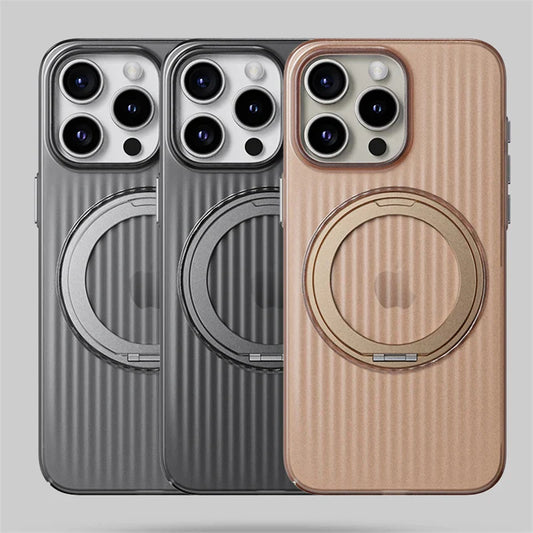 Ridged Stripes Magnetic Ring Stand Case - iPhone