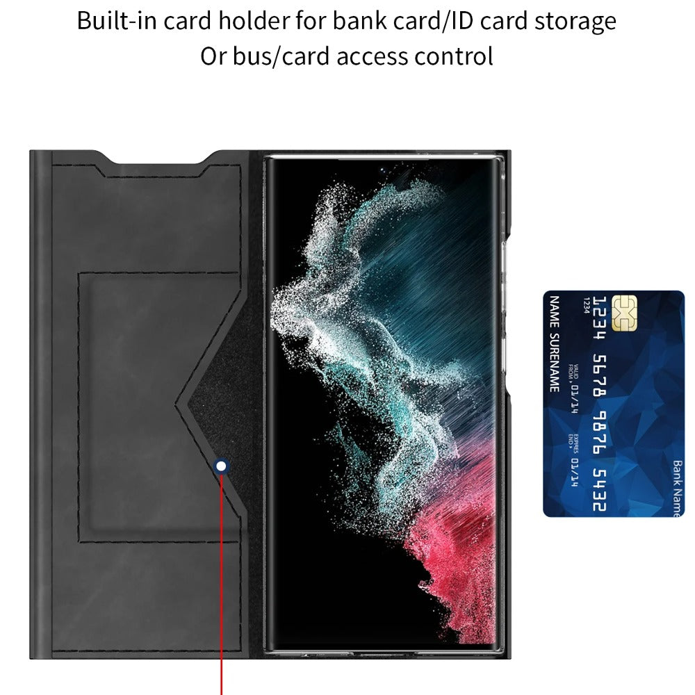 Premium Leather Magnetic Wallet Case - Samsung