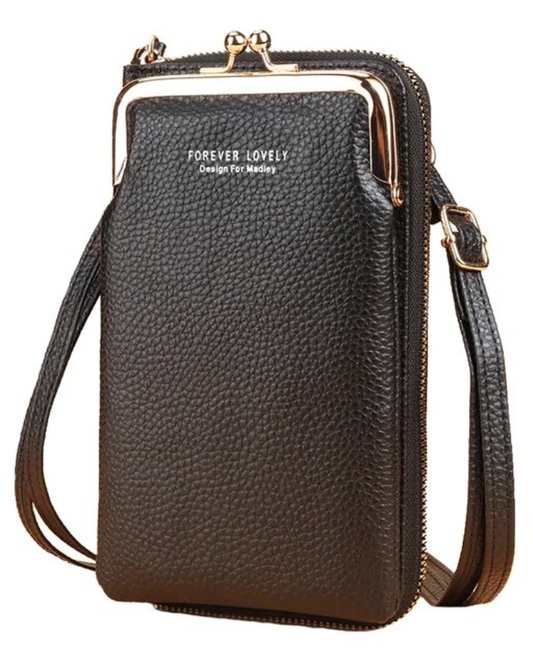 Compact Kiss Lock Cell Phone Clutch Bag