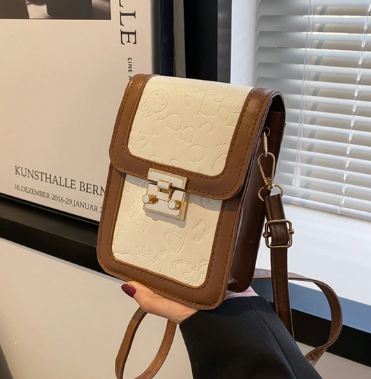 Designer PU Leather Two Tone Flap Square Bag