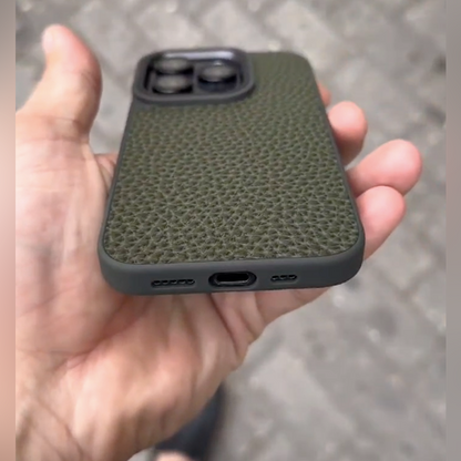 Rugged Grainy Texture Leather Case - iPhone