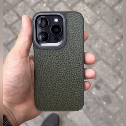 Rugged Grainy Texture Leather Case - iPhone