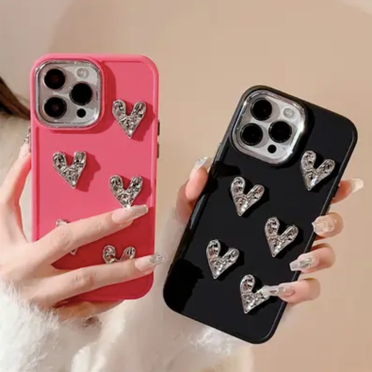 Elegant 3D Heart Embellished Case - iPhone