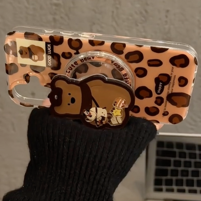 Leopard Print Cute Bear Holder Case