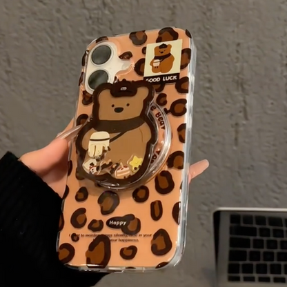 Leopard Print Cute Bear Holder Case