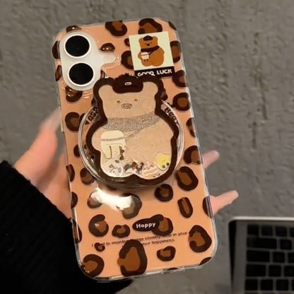 Leopard Print Cute Bear Holder Case