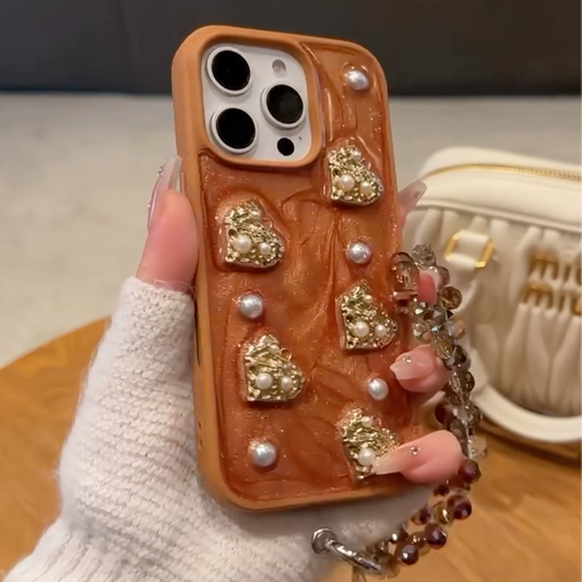 3D Pearl Love Heart Phone Case