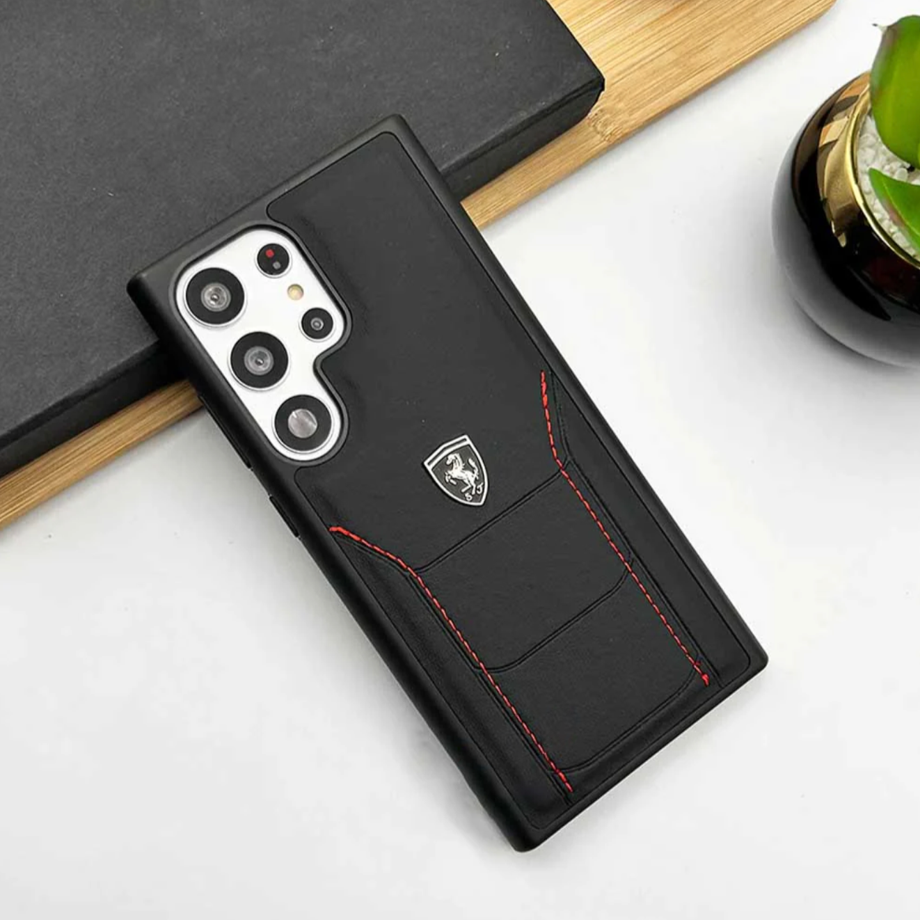 Streamlined Sporty Stitched Leather Case - Samsung