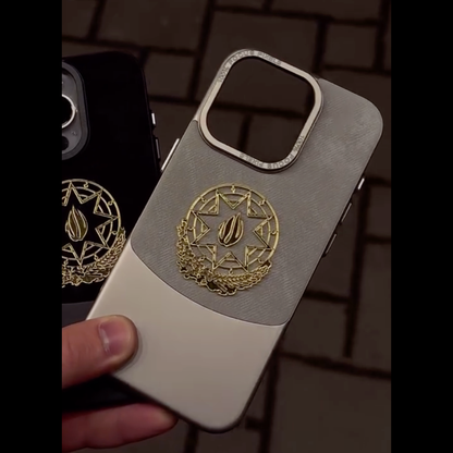 Classic Emblem Suede Leather Case - iPhone