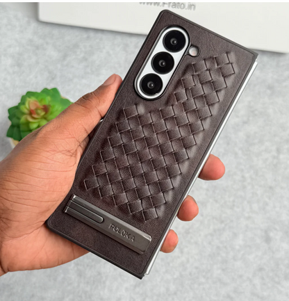 Galaxy Z Fold6 Weave PU Leather Case with Metal Kickstand