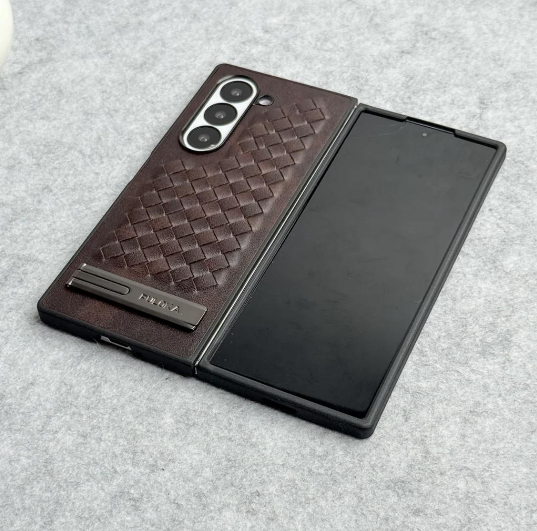 Galaxy Z Fold6 Weave PU Leather Case with Metal Kickstand