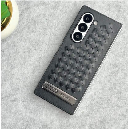 Galaxy Z Fold6 Weave PU Leather Case with Metal Kickstand