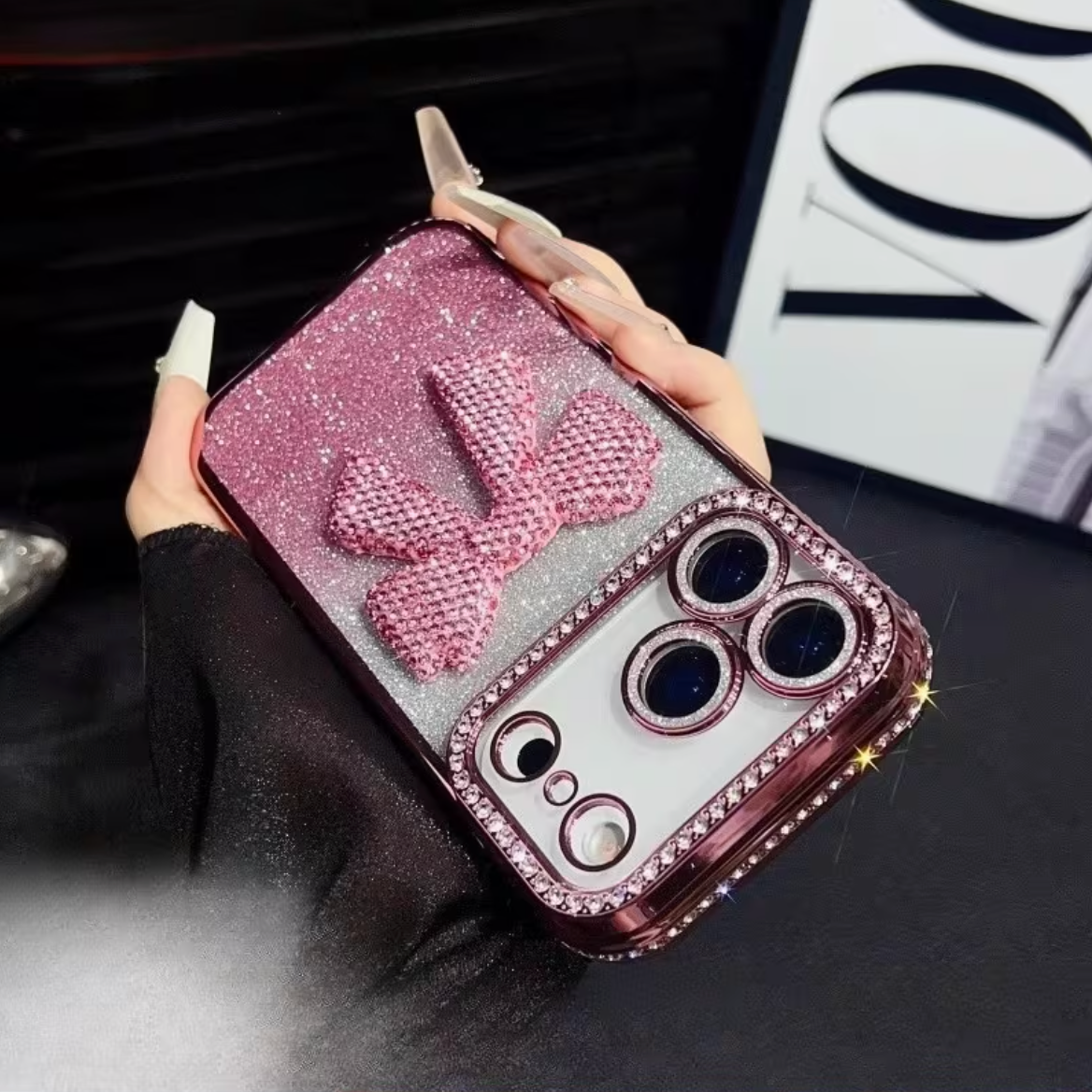 3D Bow Light Luxury Rhinestone Case