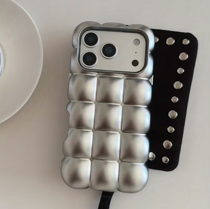 Luxury Stylish 3D Grid Plating Silvery Phone Case