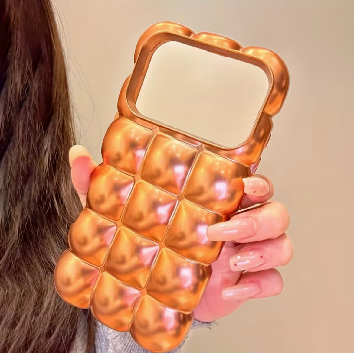 Luxury Stylish 3D Grid Plating Silvery Phone Case