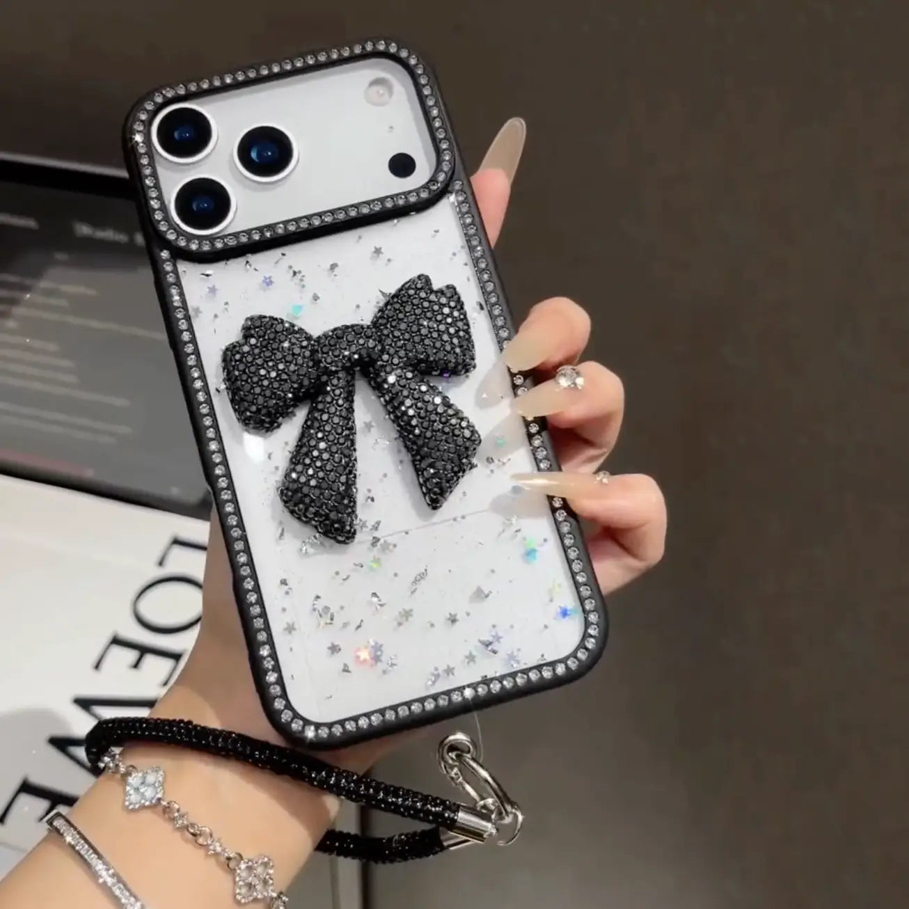 Diamond Noir Bow Phone Case