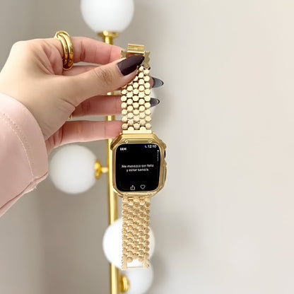 Modern Hex-Link Stainless Steel Watch Band