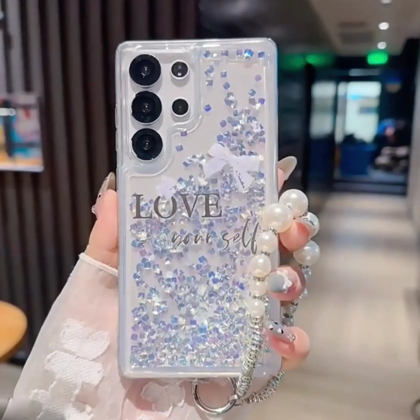 Aesthetic Love Yourself Glitter Case