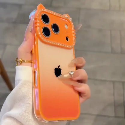 Diamond Trim Kitty Ears Dual Shade Case
