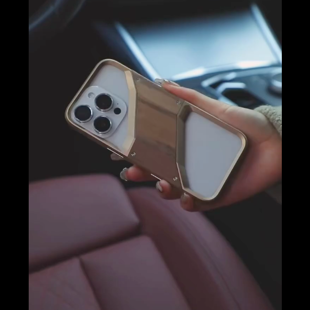 Rugged Wood Grain Metallic Armor Case - iPhone