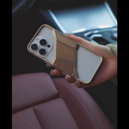 Rugged Wood Grain Metallic Armor Case - iPhone