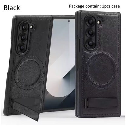 Galaxy Z Fold6 Magnetic PU Leather Kickstand Case