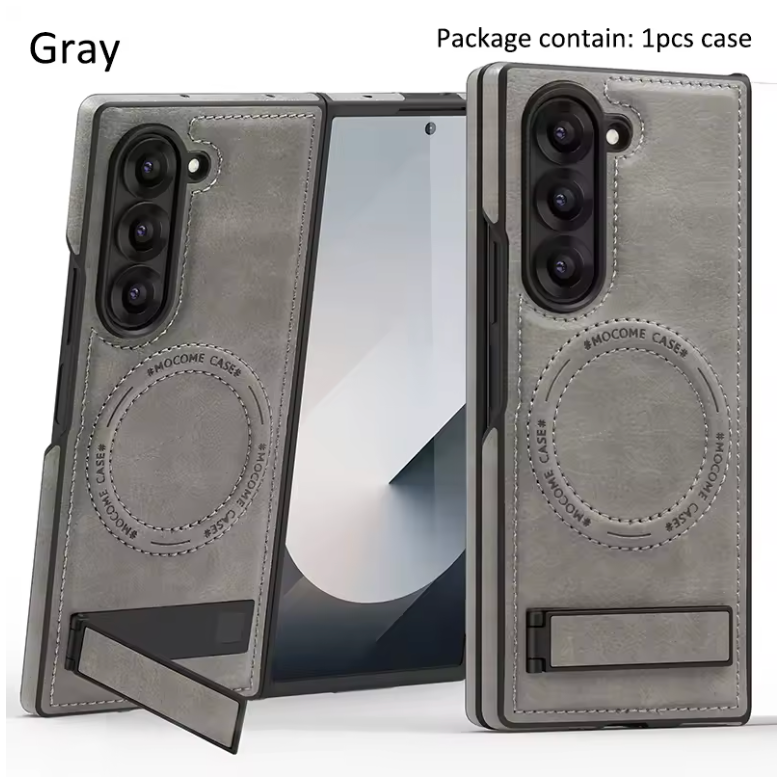 Galaxy Z Fold6 Magnetic PU Leather Kickstand Case