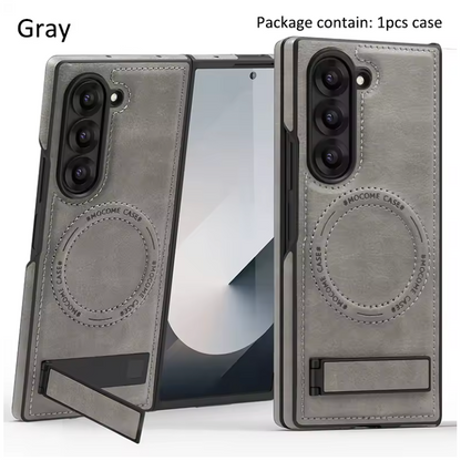Galaxy Z Fold6 Magnetic PU Leather Kickstand Case