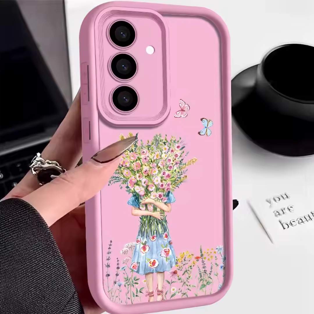 FloralShield Shockproof Bumper Case - Samsung