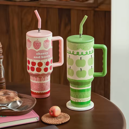 Kawaii Strawberry Insulated Stainless Straw Tumbler