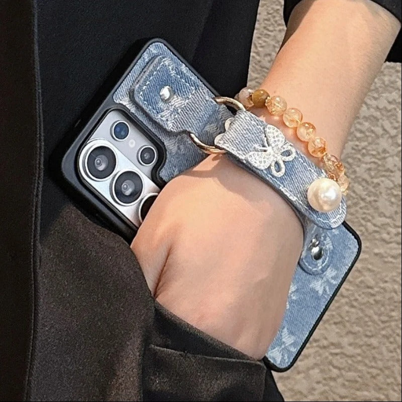 Denim Butterfly Strap Case