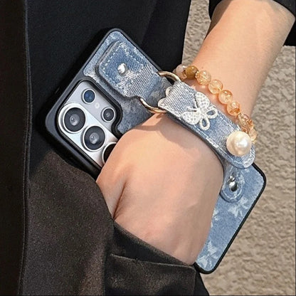 Denim Butterfly Strap Case