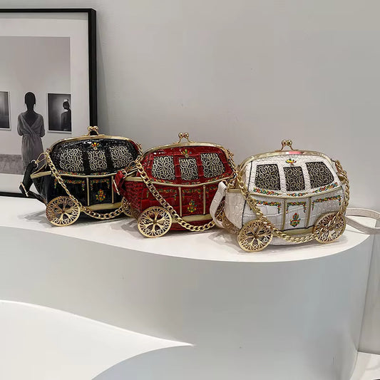 Carriage Shaped Shoulder Handbag