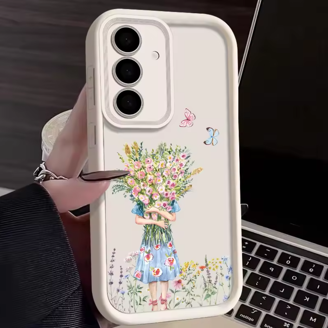 FloralShield Shockproof Bumper Case - Samsung
