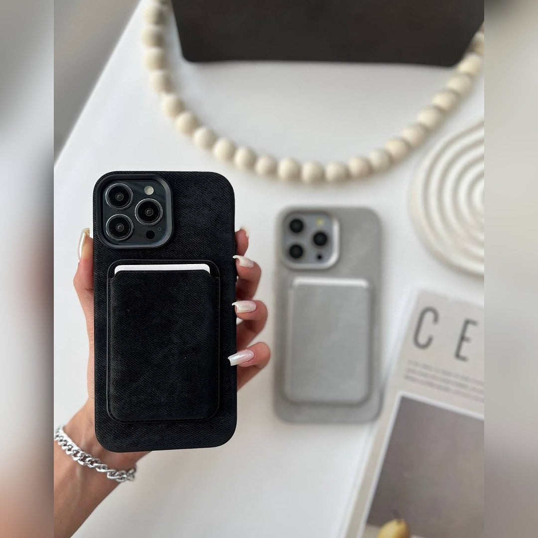 Timeless Suede Leather Wallet Case - iPhone