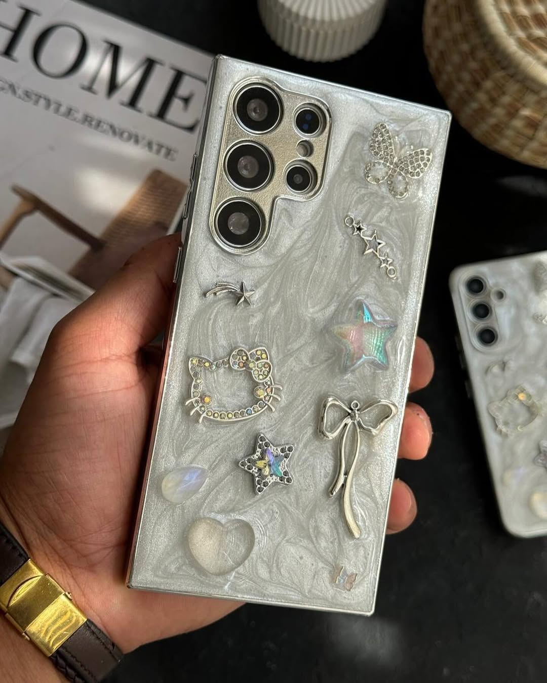 Elegant Pearl White 3D Charm Phone Case - Samsung