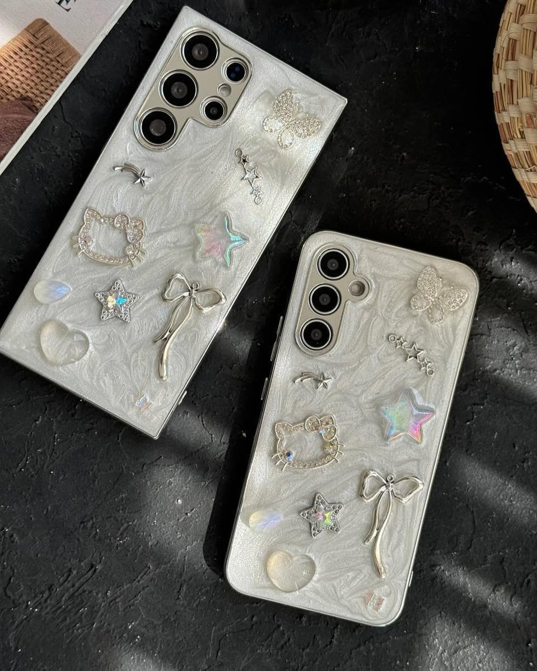 Elegant Pearl White 3D Charm Phone Case - Samsung