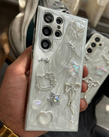 Elegant Pearl White 3D Charm Phone Case - Samsung