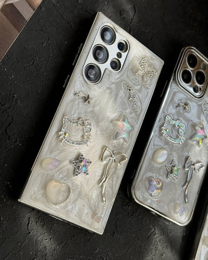 Elegant Pearl White 3D Charm Phone Case - Samsung