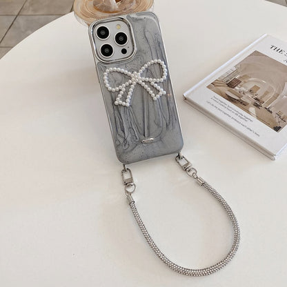 Elegant Pearl Bow Case with Chic Strap