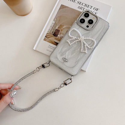 Elegant Pearl Bow Case with Chic Strap