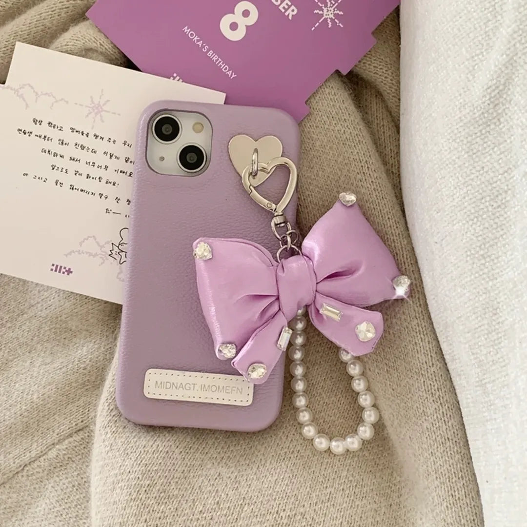 Glam Bow & Pearl Charm Phone Case