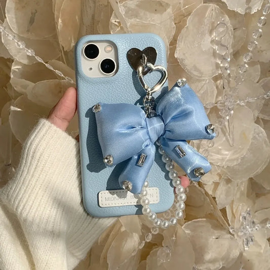 Glam Bow & Pearl Charm Phone Case