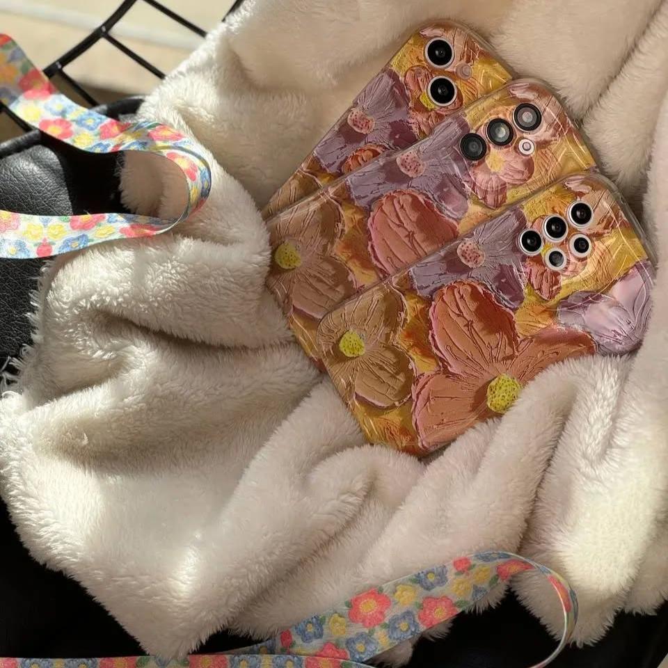 Floral Pattern Strap Phone Case