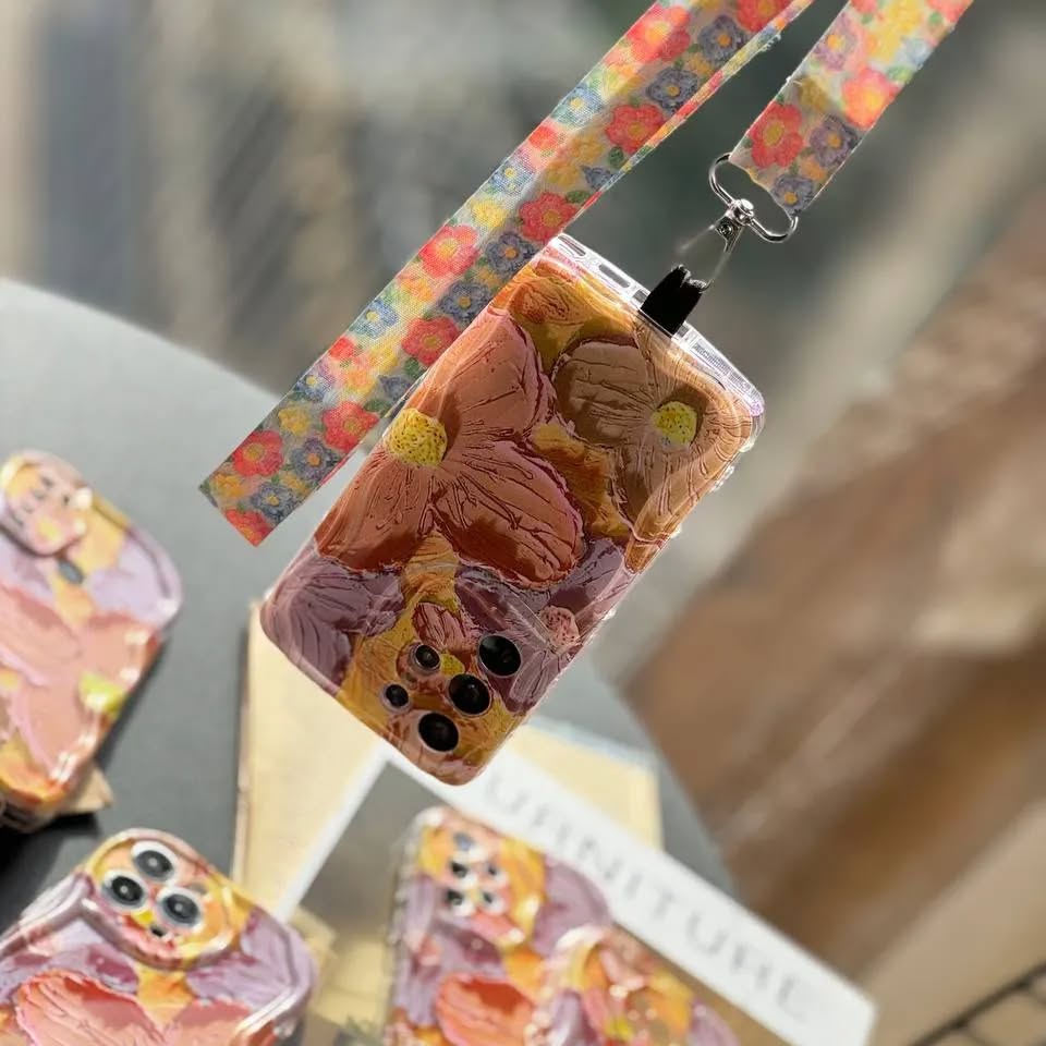 Floral Pattern Strap Phone Case