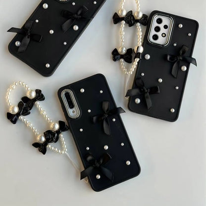 Elegant Pearl Bow Case With Charm - Samsung