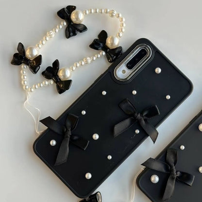 Elegant Pearl Bow Case With Charm - Samsung