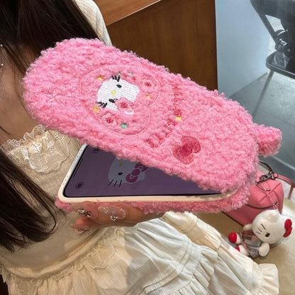 Cute Hello Kitty Mirror Flip Fur Case